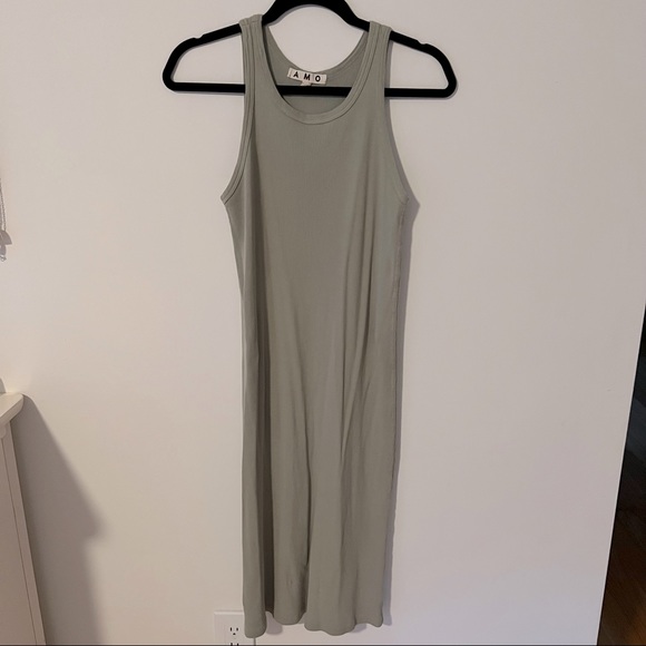 AMO Rib Tank Dress, Large, Sage Green - Picture 3 of 6
